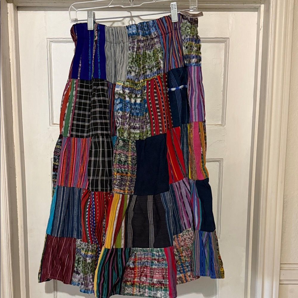 Vibrant handmade Patchwork full circle vintage skirt